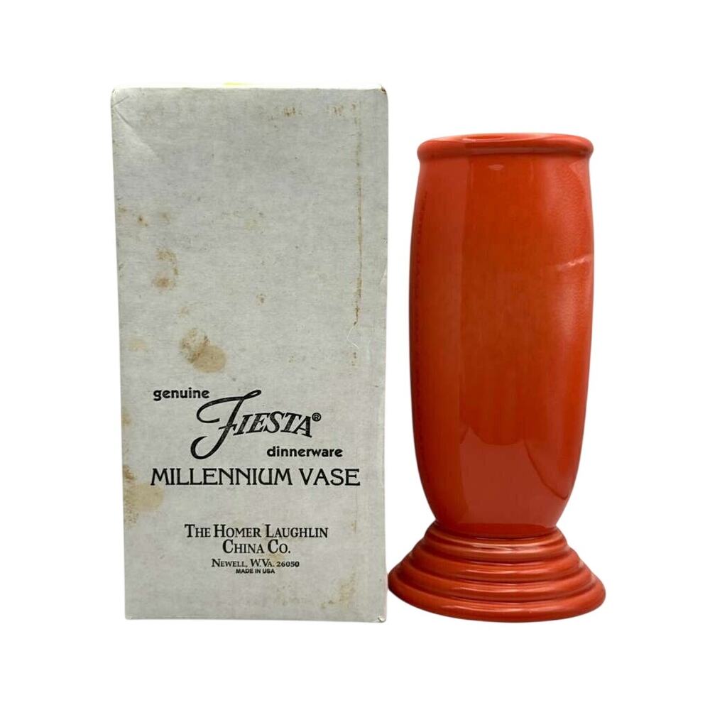 Fiesta P060801 Millennium III Persimmon Ceramic Vase Homer Laughlin Box New